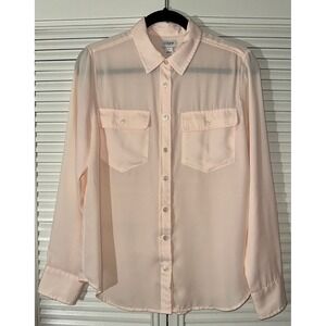 J.Crew Women's Sheer Long Sleeve Button‎ Down Shirt Size 8